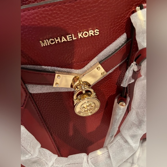 NEW MICHAEL KORS NOVEAU HAMILTON SATCHEL LEATHER BRANDY WINE LIMITED EDITION - Picture 7 of 8